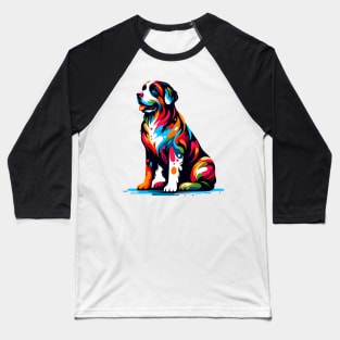 Colorful Braque Francais Pyrenean in Splash Art Style Baseball T-Shirt